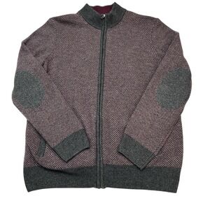 Jos A Bank Reserve Cardigan Mens XL Gray Ribbed Wool Blend Full Zip Business